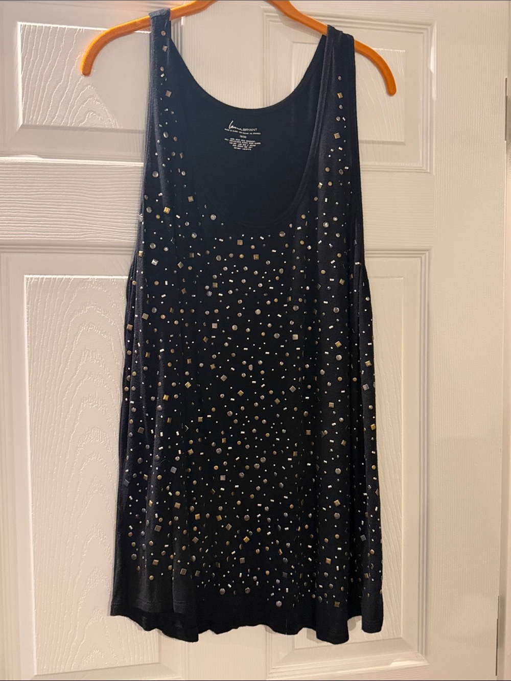 Lane Bryant Black Tank Top with Gold & Silver Studs